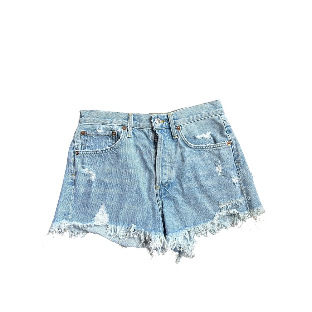 Agolde Parker Vintage Cut Off Short Light Wash Distressed Denim A026-811 Size 24 - Picture 3 of 8